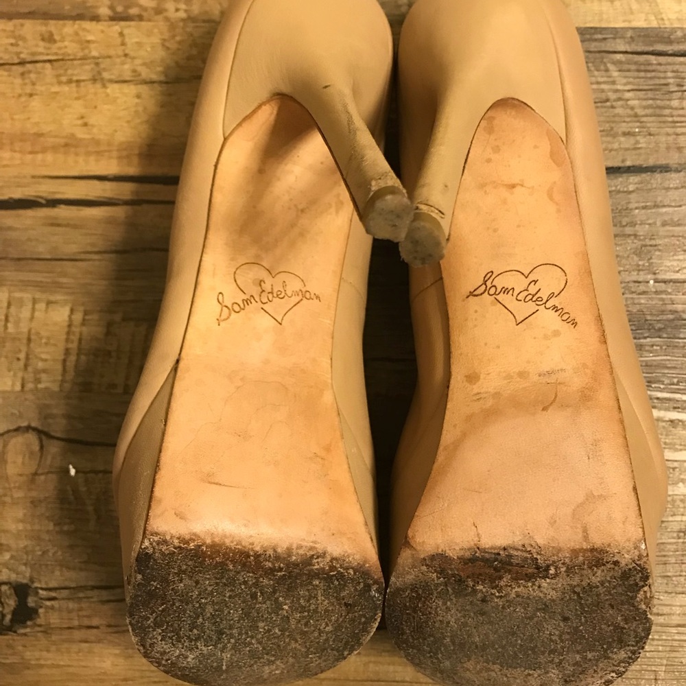 “ Sam Edelman”  8 1/2 Nude leather platform Heel - Picture 6 of 7